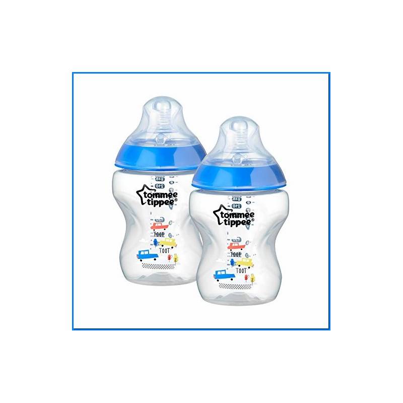 2 Decorated Baby Bottles Boy 260 Ml 0m + F/L