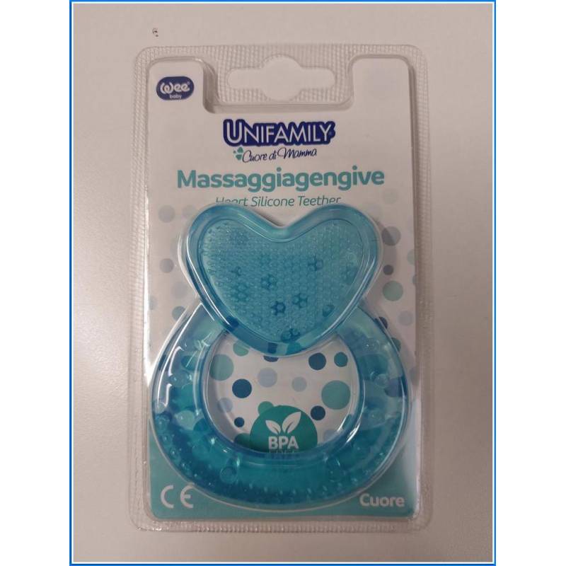 Anel de dentição coração azul