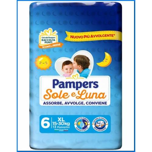 Fraldas Sun And Moon Xl 6 - Kg.15-30 - Pcs. 6