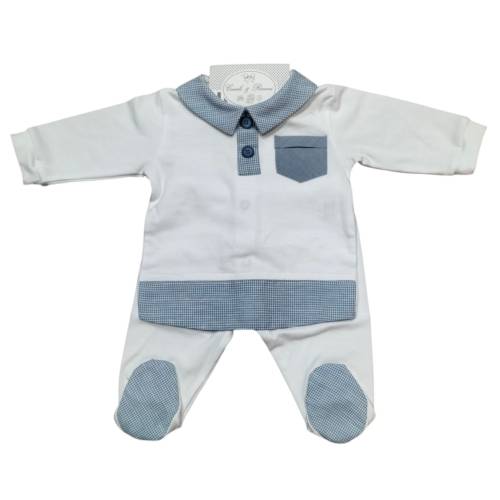 Conjunto de algodón blanco y azul claro para recién... 2