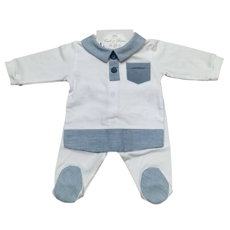 Conjunto de algodón blanco y azul...