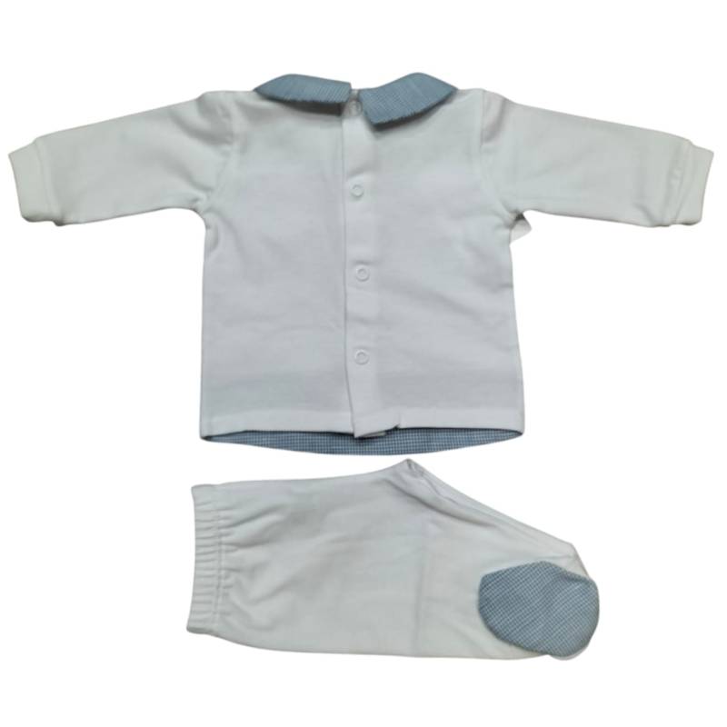 Conjunto de algodón blanco y azul...