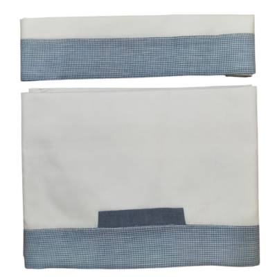 Conjunto de algodão branco e azul claro para recém-nascido de 1 mês Ninnaoh
