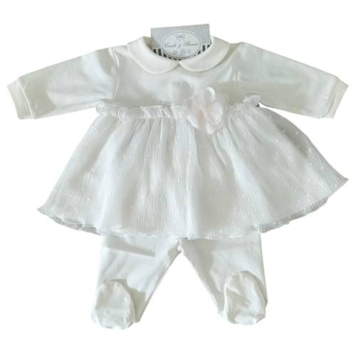 Coordinato nascita in cotone neonata bianco e rosa 2