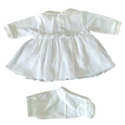 Coordinato nascita in cotone neonata bianco e rosa