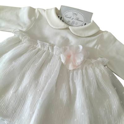 Coordinato nascita in cotone neonata bianco e rosa