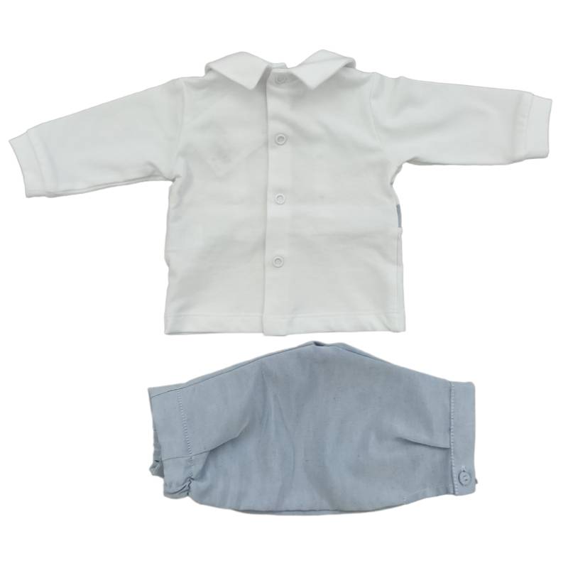 Fato de bebé recém-nascido Teto&Tatta branco e azul claro para rapaz de 3 meses - 