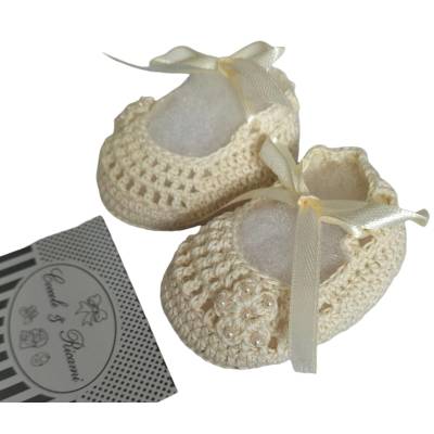 Crocheted cotton cradle slipper