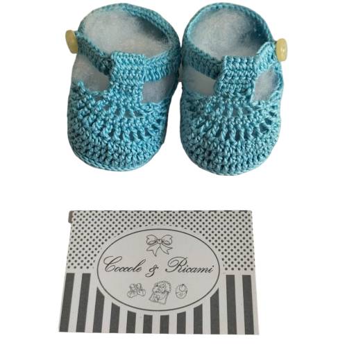 Crocheted cotton baby bootee