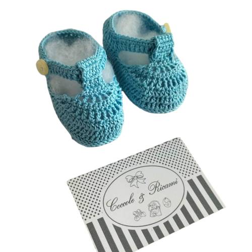 Crocheted cotton baby bootee 2
