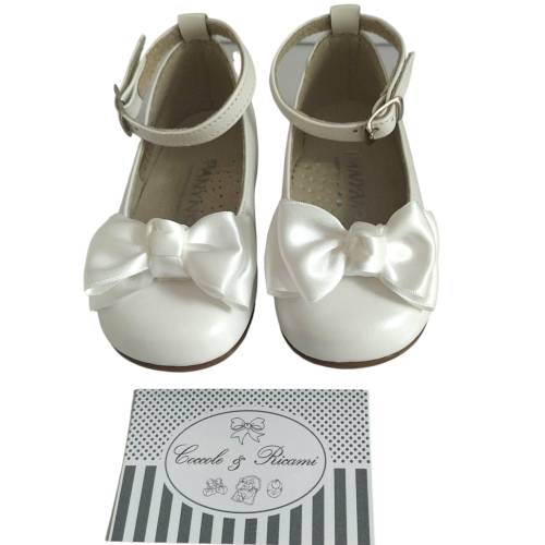 Scarpina primi passi  ballerina bianco lucido con fiocco... 2