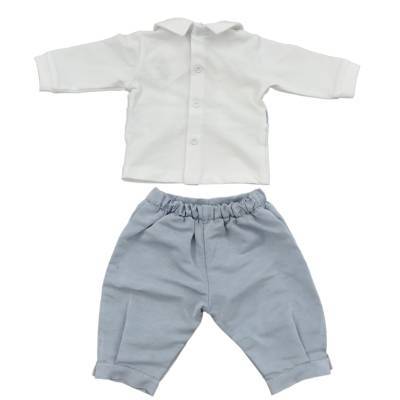 Boy's white and light blue powder 3-months newborn baby suit Teto&Tatta - 