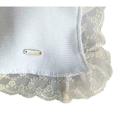 Condor cotton lace blanket white