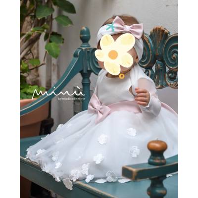 Abito battesimo con fascetta bambina  Minù
