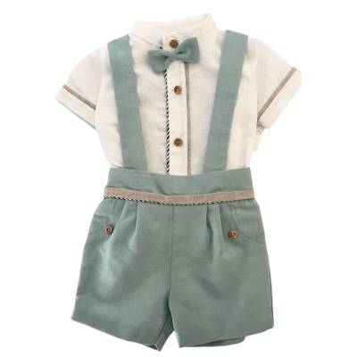 Completo bambino battesimo cerimonia verde salvia