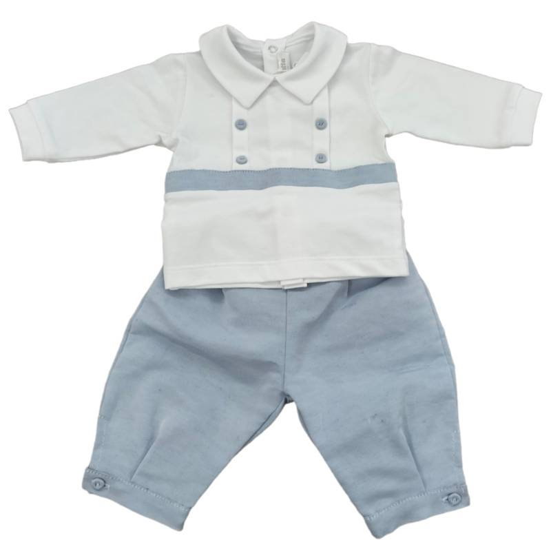 Traje de bebé recién nacido 3 meses blanco y azul claro Teto&Tatta - 
