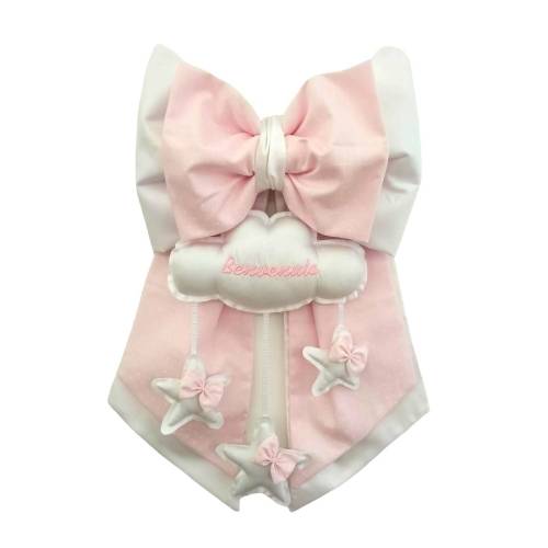 Fiocco Rosa Felt Birth Bow for Baby Girl