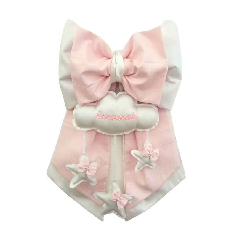 White and pink newborn baby bow - 