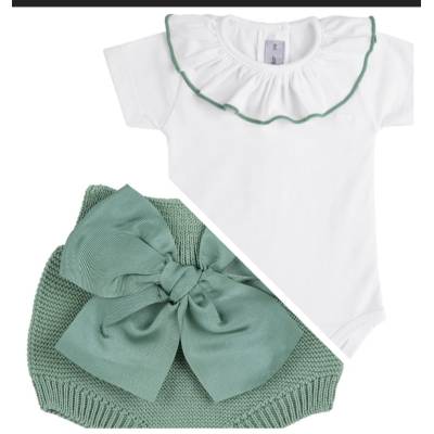 Body e culotte Condor neonata bianco e verde