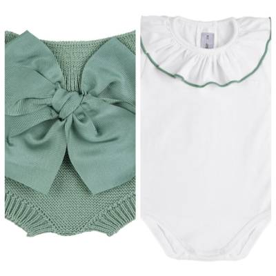 Body e culotte Condor neonata bianco e verde
