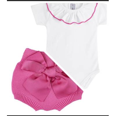 Juego de 2 piezas recién nacido blanco y fucsia