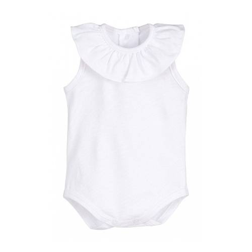 Sleeveless white cotton bodysuit