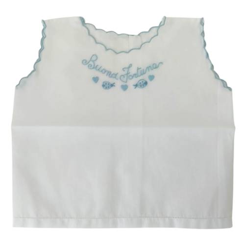 Blouse de fortune blanche avec broderie bleu clair
