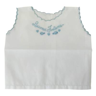 White fortune blouse with light blue embroidery