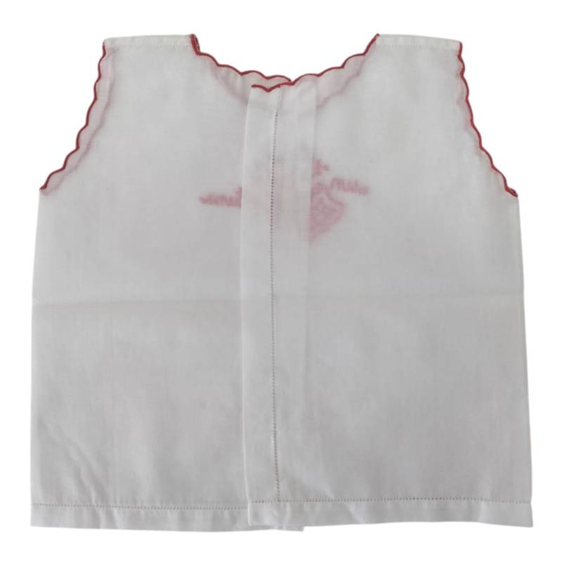 Weiße Glücksbluse mit roter Stickerei