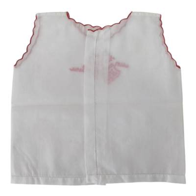 Weiße Glücksbluse mit roter Stickerei