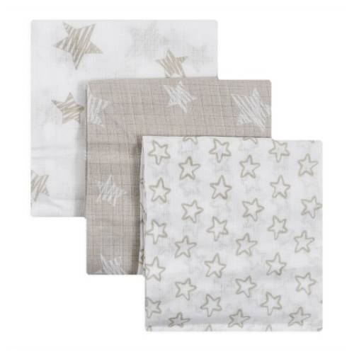 Lot de 3 carrés en gaze 100% coton pour nouveau-né blanc...