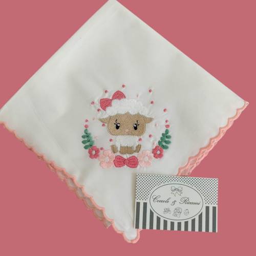 Mussolina in cotone con ricamo pecorella