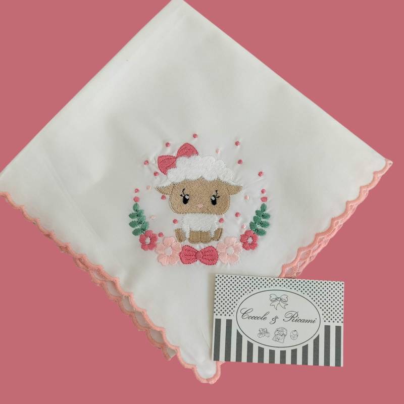 Cotton muslin with sheep embroidery