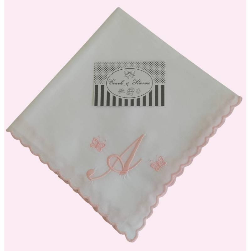 Mussolina con iniziale e farfalle