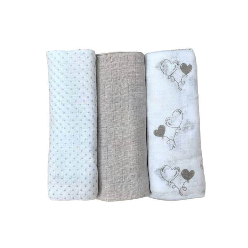 Set 3 panni in garza neonato unisex