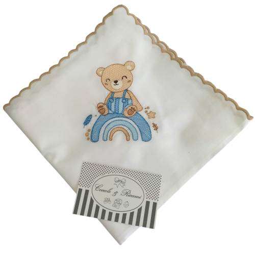 Mousseline de coton avec broderie d'ours