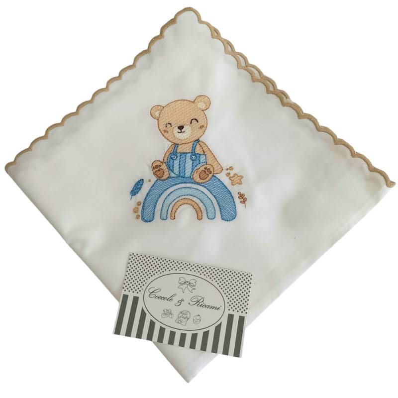 Muselina de algodón con bordado de osos