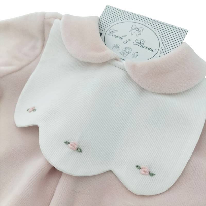 Tutina ciniglia neonata bianca e rosa...