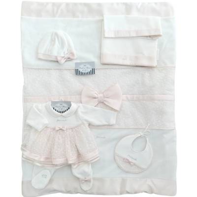 Elegantes Outfit für neugeborene Mädchen aus Chenille Minù mit Bettdecke Größe 1 Monat