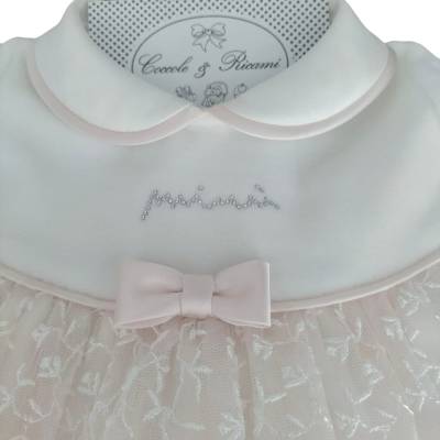 Fato elegante de menina recém-nascida em chenille Minù com colcha tamanho 1 mês