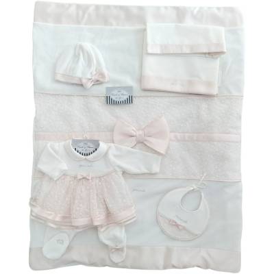 Fato elegante de menina recém-nascida em chenille Minù com colcha tamanho 1 mês
