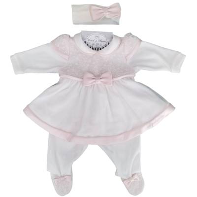 Elegant chenille headband with tie Minù size 1 month