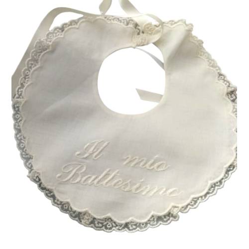 Silk christening handkerchief and bib