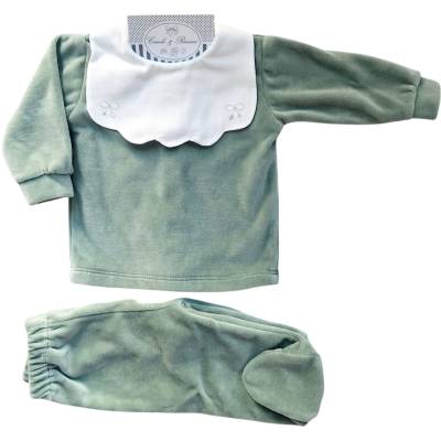 Salbeigrüner eleganter Chenille-Schlafanzug 3 Monate