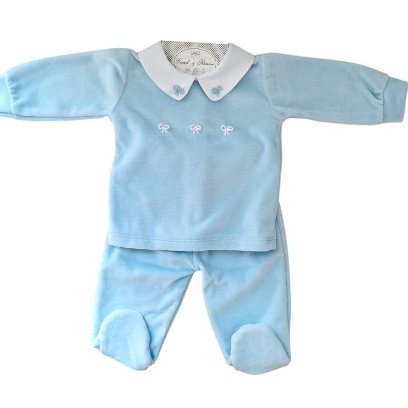 Clinico neonato 3  mesi ciniglia celeste