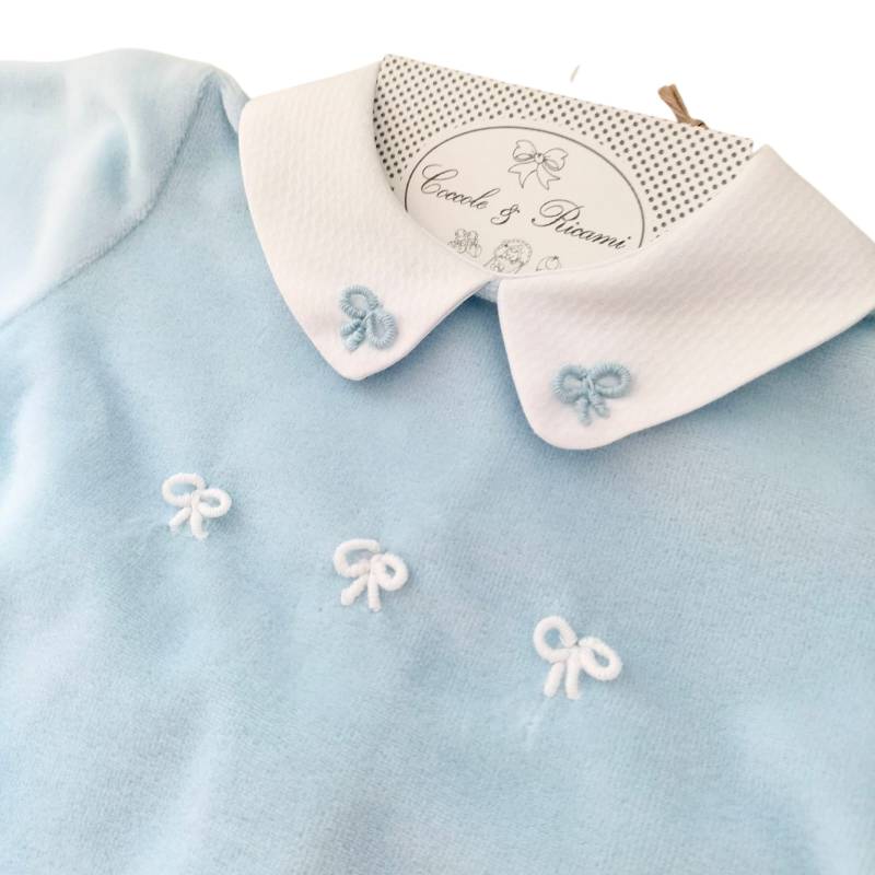 Clinico neonato 3  mesi ciniglia celeste