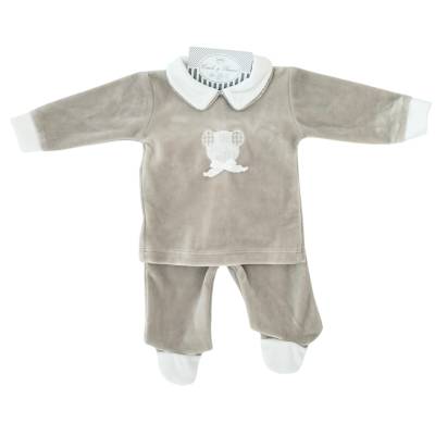 Baby Chenille-Schlafanzug 3 Monate taubengrau