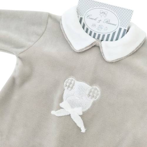 Tutina neonato ciniglia tortora 3 mesi 2