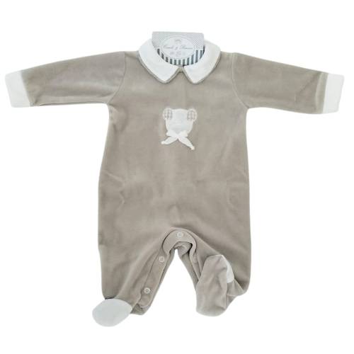Newborn baby chenille sleepsuit Minù 3 months with white...