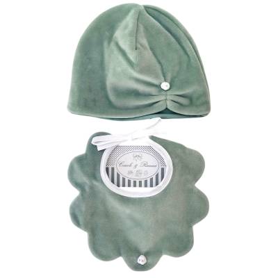 Corredino prima nascita in ciniglia verde salvia